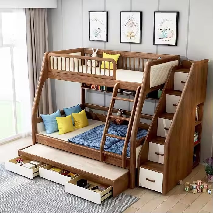 Cheap Adult Loft Bed for Students Queen Wooden School Wood Loft Bunk Bed Education Furniture