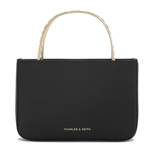 Charles & Keith CNK Satin Crystal Embellished Black Women's Handbag CK2-30271529 Black