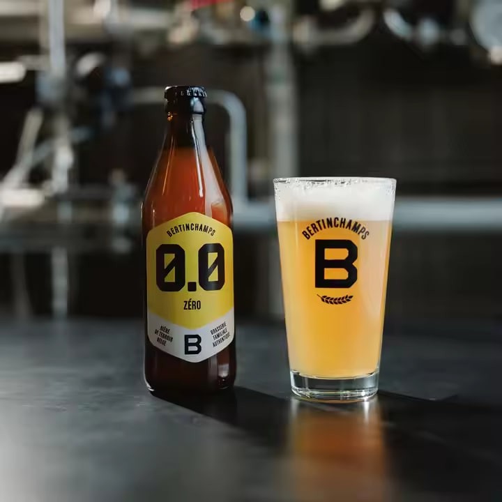 Beer Zero Alcohol Free 33cl Non Alcoholic Bottle Bertinchamps No Alcohol Halal Belgian Local Brewery Label Pure Malt Soft Drink