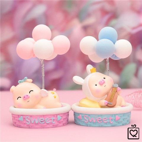 Hot air balloon milk pig decoration model