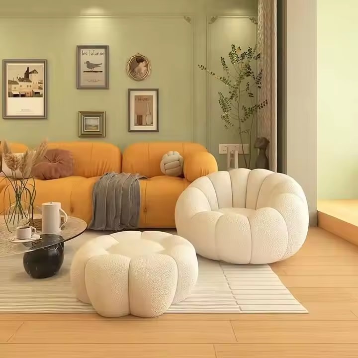 Lazy Sofa Rocking Chair Single Eggshell Chair Living Room Bedroom Cream Style Small Sofa Smashed Leisure Penguin Chair