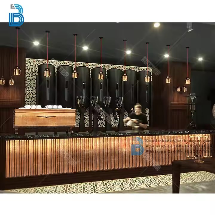 Modern Coffee Shop Interior Design Glass Display Cabinet Decoration Cabinets Store Bar Furniture Design Cafe Counter