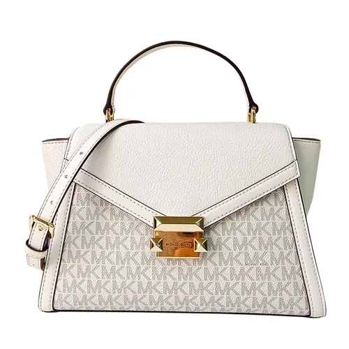 Michael Kors MK Whitney Medium Crossbody Bag White Satchel Logo