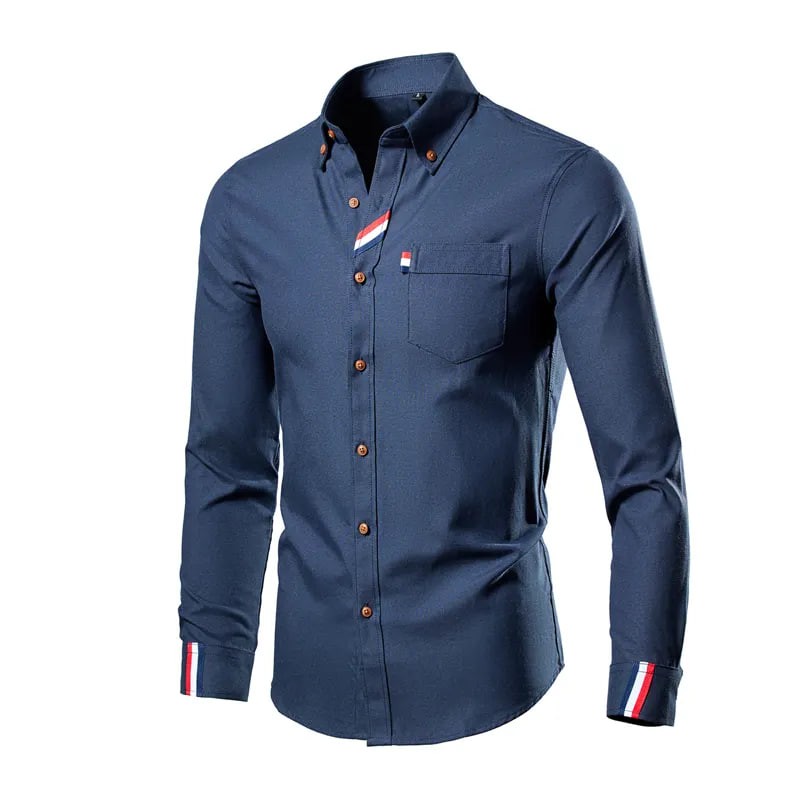 Spring and Autumn Men's Business Casual Long Sleeve Shirt Solid Color Slim Fit CS42