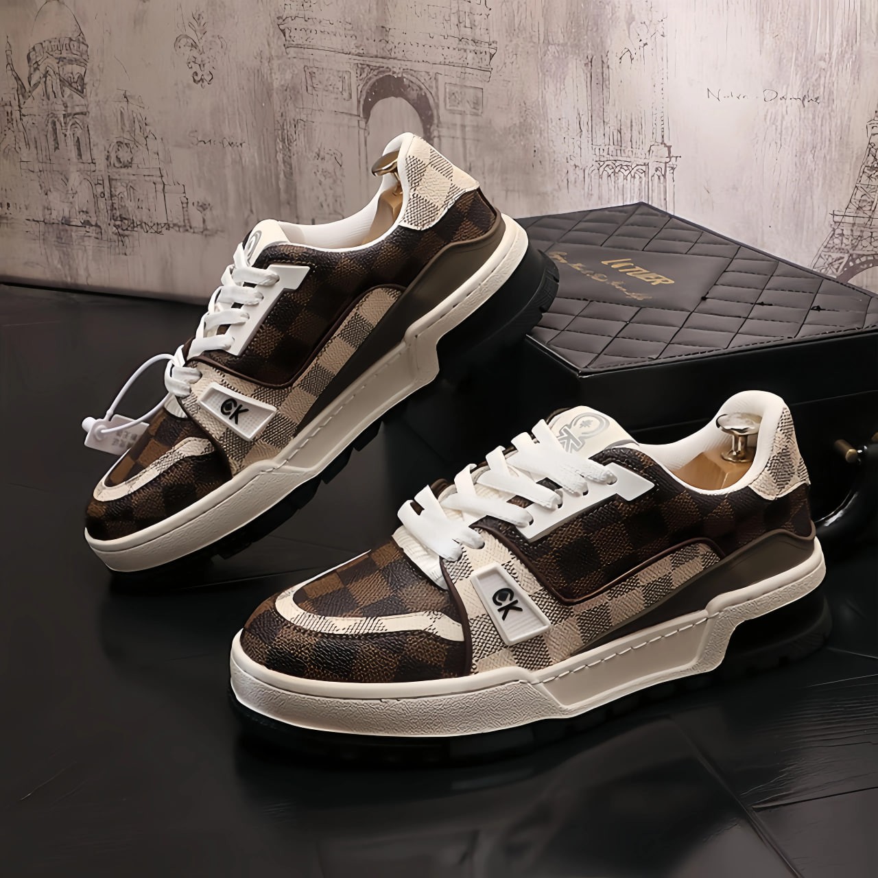 Men's Breathable Korean Trend Casual Sports Shoes Adolescent with Lace-Up Closure Colorful Personality Combination Man Shoes