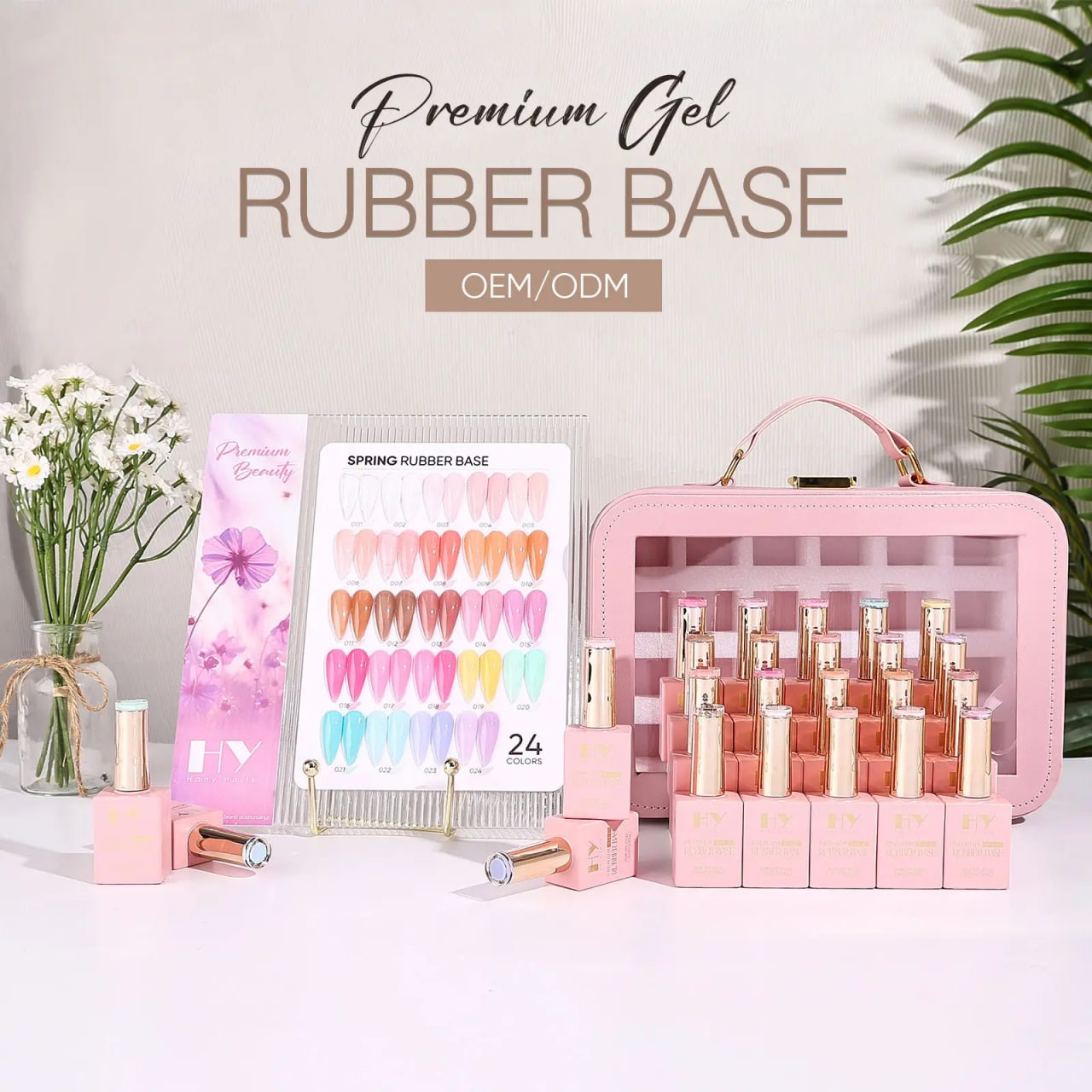 Hanyi Premium HEMA Free 24Colors Rubber Base Color Gel Enamel Kit Nail Art OEM Factory Supplying for Natural Nails