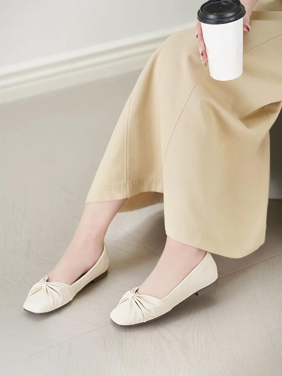 Elegant Bow Tie Square Toe DILY Doll Shoes, 1cm Flat Sole DL0569