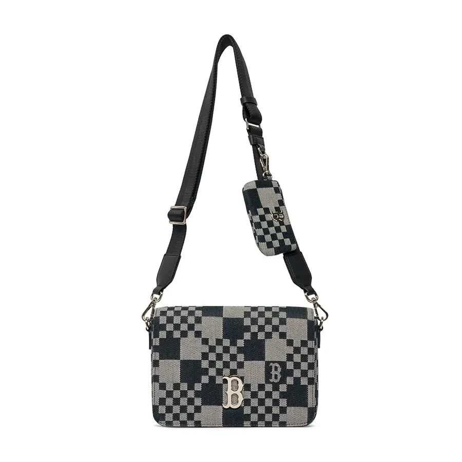 MLB Checkered Jacquard Crossbody Bag New York Yankees 3ACRM062N-43BKS Black