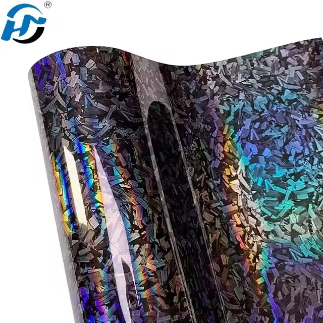 High Glossy PET TPU Cast Auto Accessories Rainbow Carbon Fiber Silver Vinyl Film Car Interior Wrap Stickers