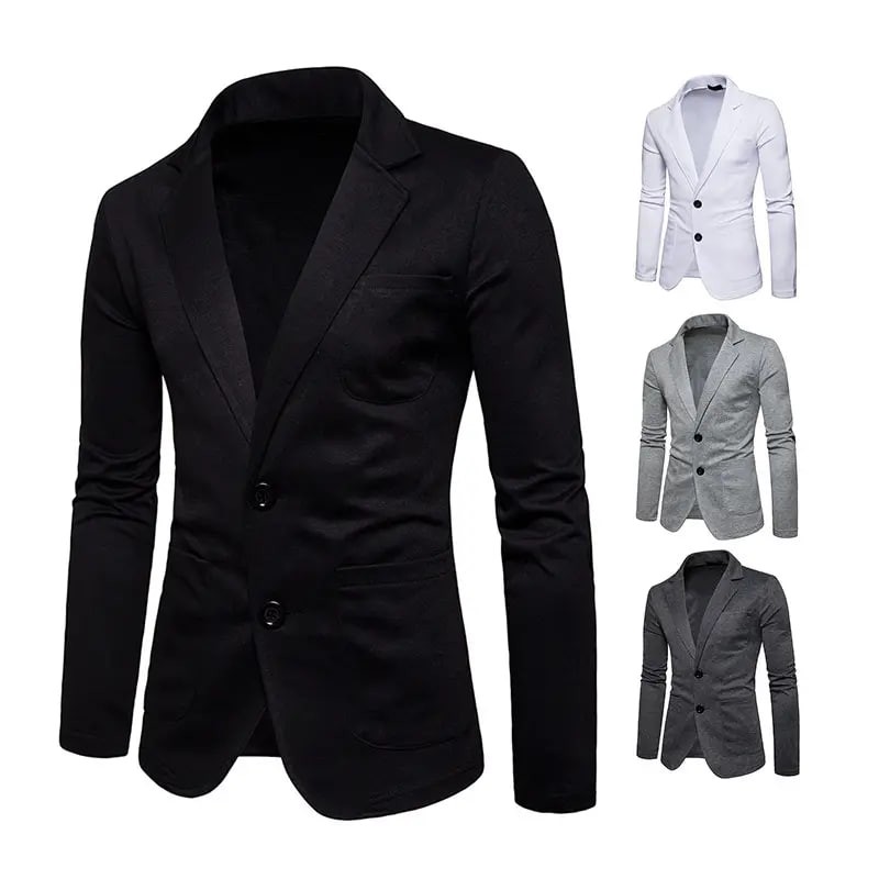 Fashion Men's Clothing Long Sleeve Slim Suit for Men Casual Plus Size Two Button s