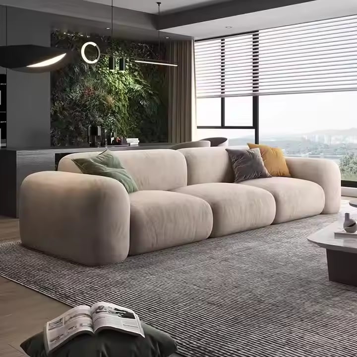 Nordic Luxury 3-Seater Modular Sectional Sofa Couch Set L-Shape Living Room Furniture Convertible Fabric Model Velvet Floor