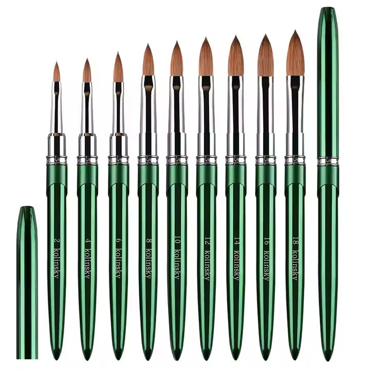 Wholesale Nails Kolinsky Acrylic Nail Brush Set (#2-18) Private Label Professional Acrylic Powder Extension Nail Brushes