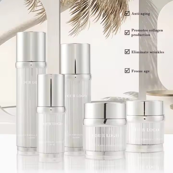Private Label Anti-Aging Face Care Skincare Set Lightening Wrinkle Face Cleanser Cream Mask Serum Toner Lotion