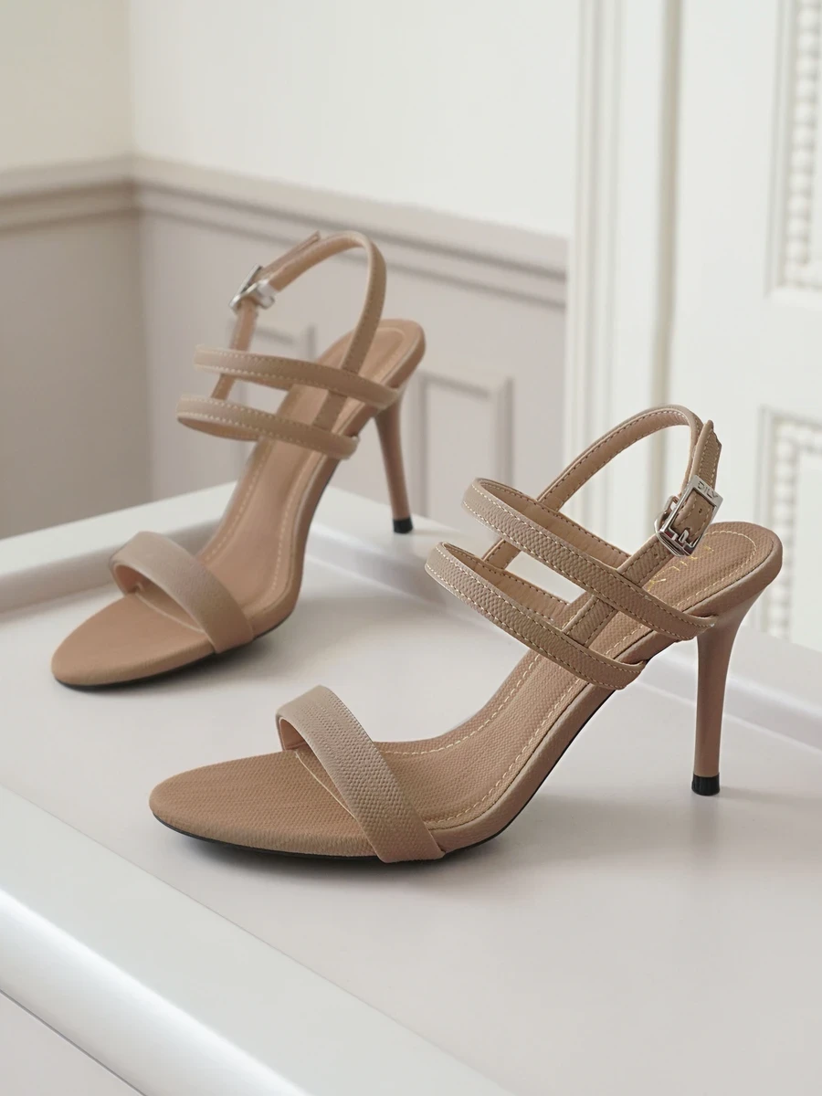 DILY High Heel Sandals with Slender Strap Design, Luxury Leather 8cm Height DL0572