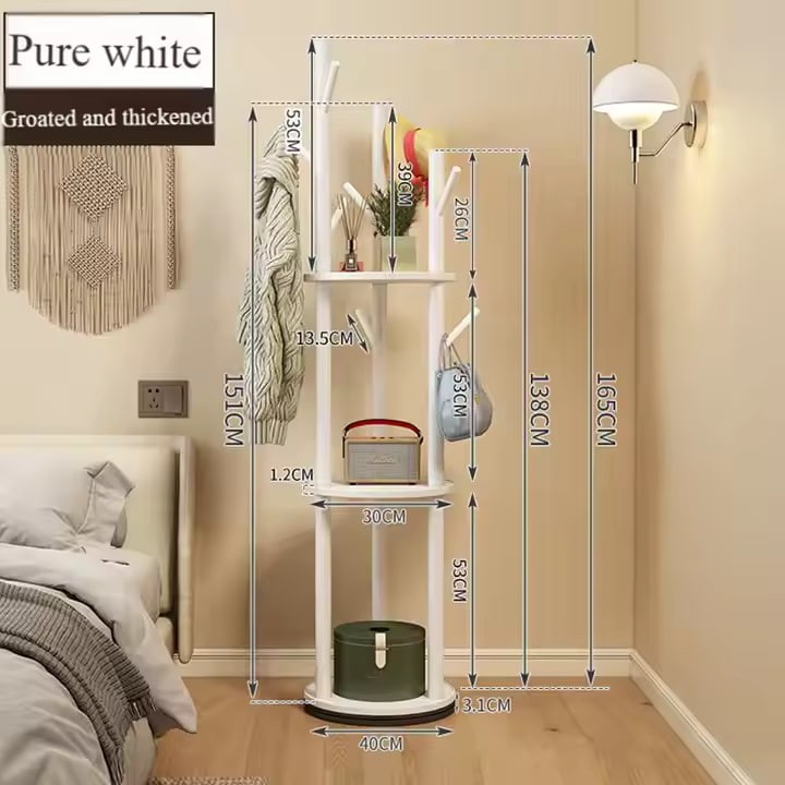 Modern Designed Wooden Clothes Rack with Plastic Shelves for Home Bedroom Furniture Organizing Factory Direct Sales