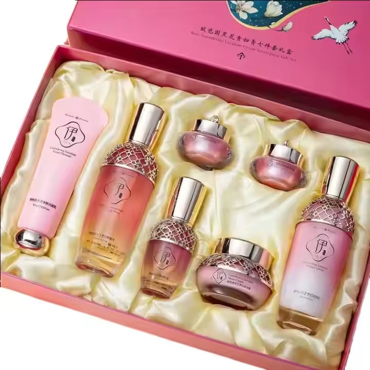 Korean 7-Piece Unisex Facial Skincare Set Moisturizing Firming Lift for Face Whitening Vitamin C Sunscreen Home Beauty Salon