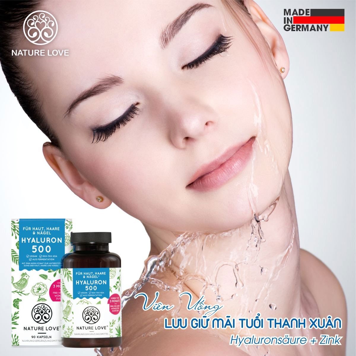 Nature Love Hyaluron 500 Tablets, 90 Tablets, Preserve Spring