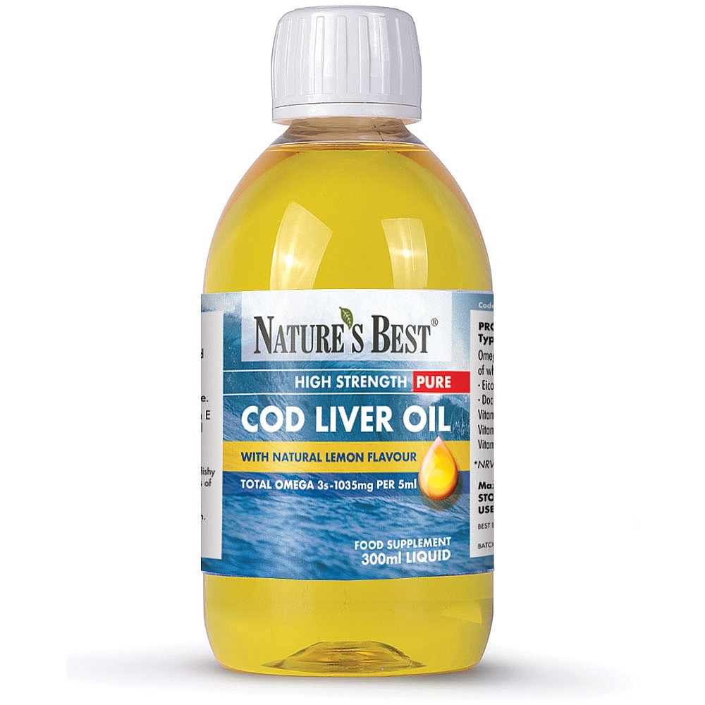 Cod Liver Oil Liquid, High Strength, Pure Omega 3s 1035mg/5ml