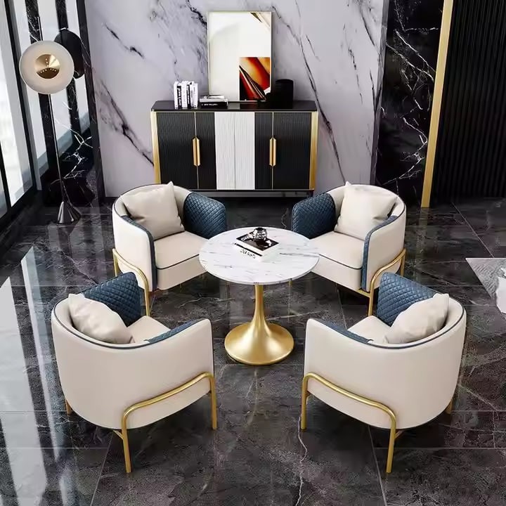 Light Luxury Sales Office Negotiation Table and Chair Set Leisure Reception Office Sofa Negotiation Small Round Table