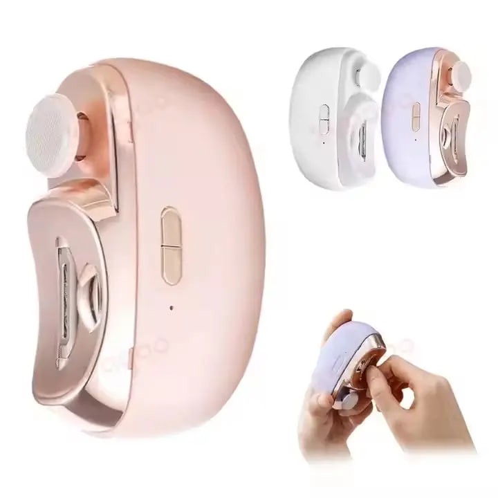 Electric Nail Automatic Safe Fingernail Polishing With Led Light Usb Rechargeable Electric Nail Clipper for Babies