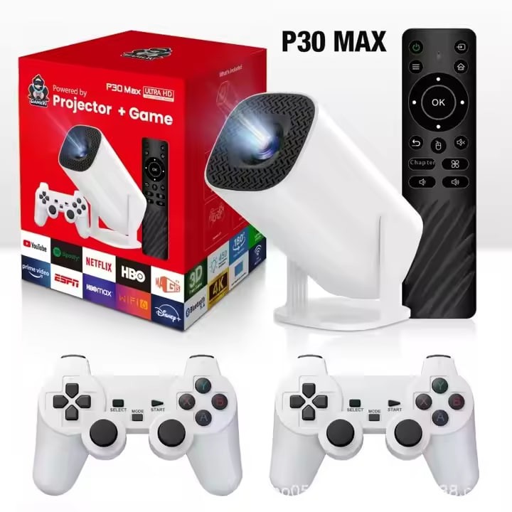 P30Max Smart Android Mini Video Projector 4K Home Theater Projector Built-in Portable WiFi Cinema Cross-Border Popular Barrel