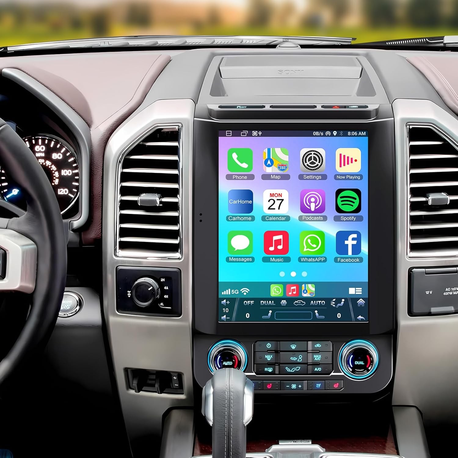 for Ford F150 2015-2020 & F250/F350/F450 2017-2022 Android 13 Car Stereo 8-core, 12.1 Inch IPS Touch Screen Car Radio with Wireless Carplay/Android Auto,GPS, WiFi, Bluetooth, FM, DVR,DSP