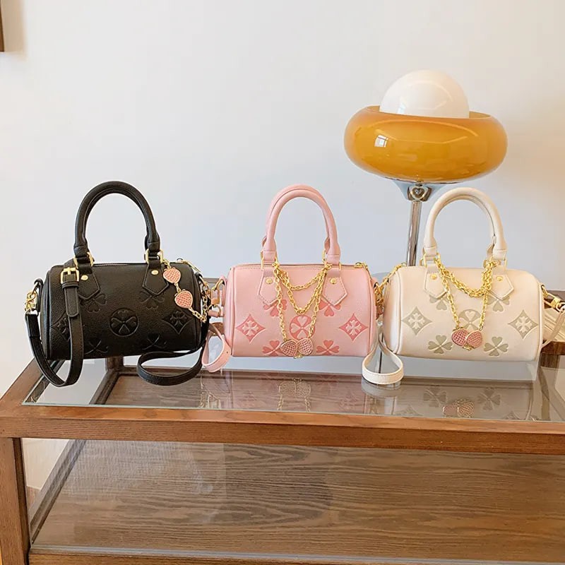 2024 New Fashionable Exquisite Printed Handbag Chain PU Leather Portable Ladies Daily Versatile Geometric Crossbody Shoulder Bag