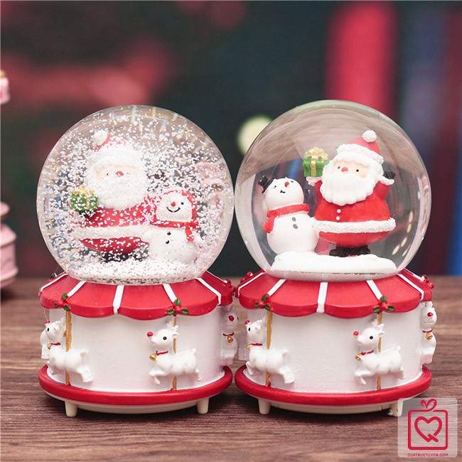 White Base Christmas Snowball Music Box