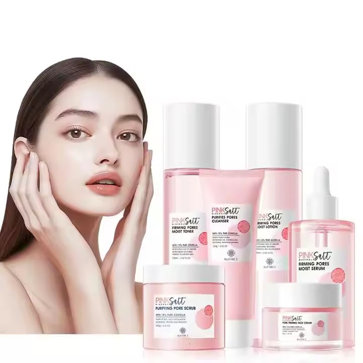 Natural Whitening Moisturizing Anti Aging Himalayan Pink Salt Pore Firming Hydrating Skincare Kit Beauty Products Skin Care Set