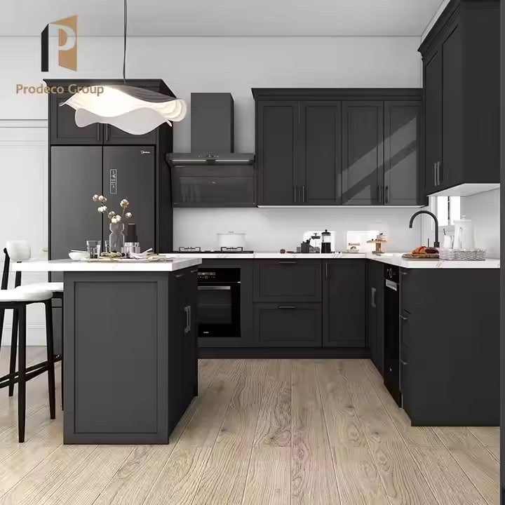 Black Kitchen Shaker Cabinets Set American Style Complete Kitchen Cabinet