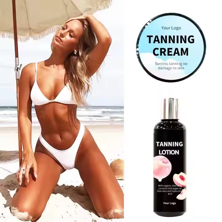 Private Label Natural Tanning Cream Dark Sunbed Tan Body Lotion Make Skin Dark Sunless Tanning Lotion for Body