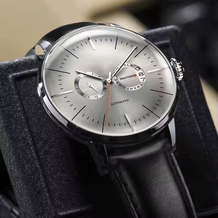 Factory Direct Sales Multifunctional Men's Mechanical Watch Fully Automatic New 3D Curved Leather Strap Men's Luxury Watch