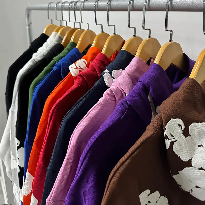 1:1 High Quality 100% Cotton Men's Hoodies Sweatshirts Autumn Streetwear Tracksuits Denimes Puff Printing Hoodie Teares Letter