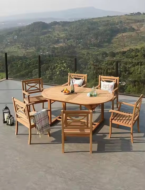Natural Wooden Table Set - Wholesale Garden Sets Outdoor Furniture - Solid Wood Table and Chair Export Worldwide