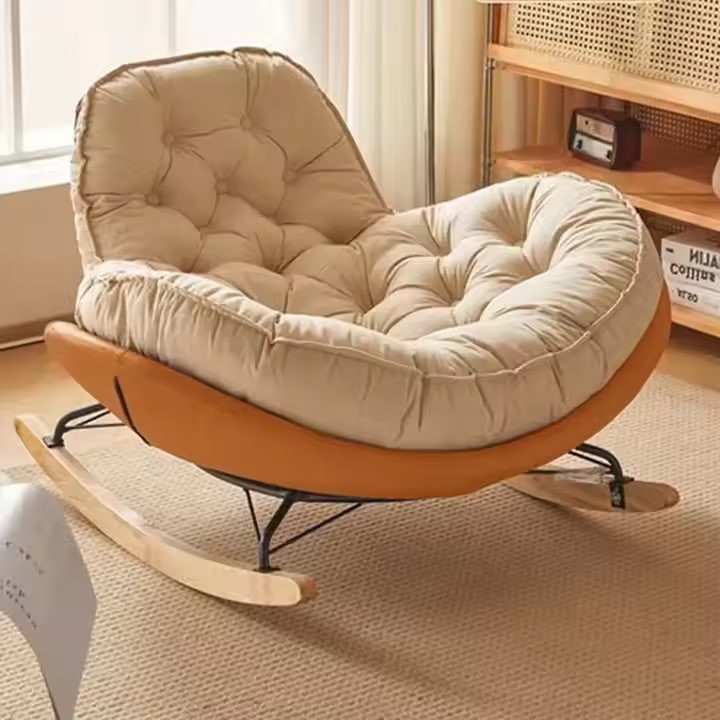 Luxury Nordic Modern Gold Wing Rocking Chair Home Sofa Accent Lounge in Velvet Leather Bean Bag Sofas for Living Room