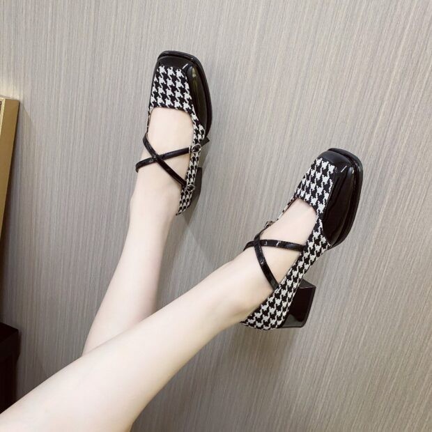 4-Piece Platform Doll Shoes Distributor Plaid 23302