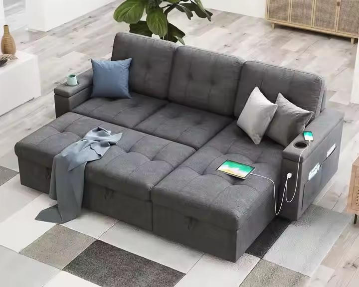 Wholesale L-Shape Lounge Sofa Bed with Storage Functional Three-Seat Set for Home Living Room or Bedroom for Hotels