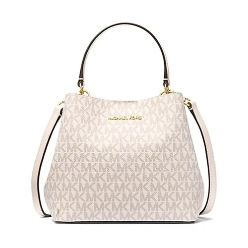 Michael Kors MK Pratt Small Signature Logo Shoulder Bag 35S4G3FM5B LT CRM Multi Cream Color