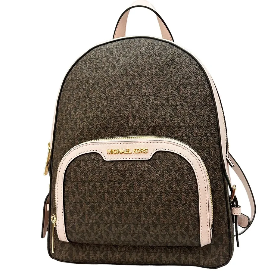 Michael Kors MK Medium Jaycee Women's Backpack Logo Zip Pocket Backpack Bag Brown