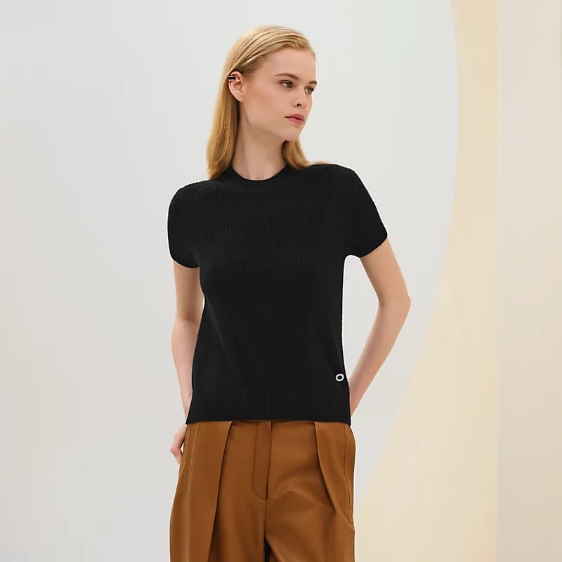 Cashmere short-sleeve sweater