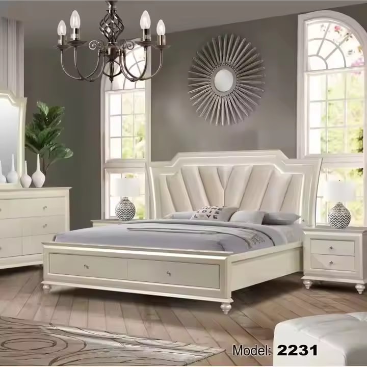 Deluxe Modern Large Bed Luxury Bedroom Set Hot-Selling Wooden Bedside Cabinet Dressing Table King Home Hotel Factory Price