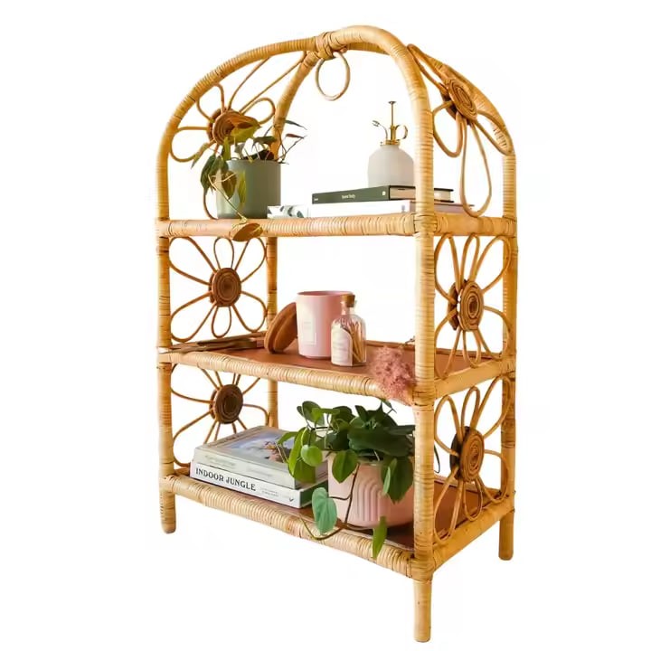 Handcrafted Rattan Bamboo Shelf Wicker Rattan Book Shelf Elegant Storage Rack for Organizers and Display Wholesale From Vietnam