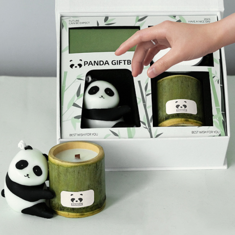 Panda Bamboo Forest Scented Wax Candle Gift Set