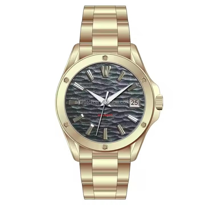 Hot Selling Classic Stainless Steel Gold Watch High Quality Mechanical Automatic Watch with Day Function Elegant Dial Design