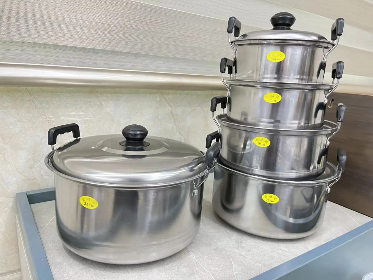 5pcs Kitchen Ware Soup Steamer Pot Set With Lid Stainless Steel Cooking Pot Set Cookware Sets Household Items