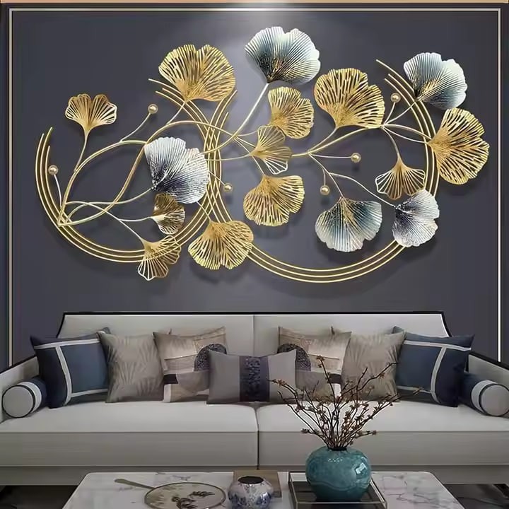 Hot Selling Indoor Wall Art Metallic Frame Leaf Artwork Design Tree of Life Wall Mount Wall Art for Living Room