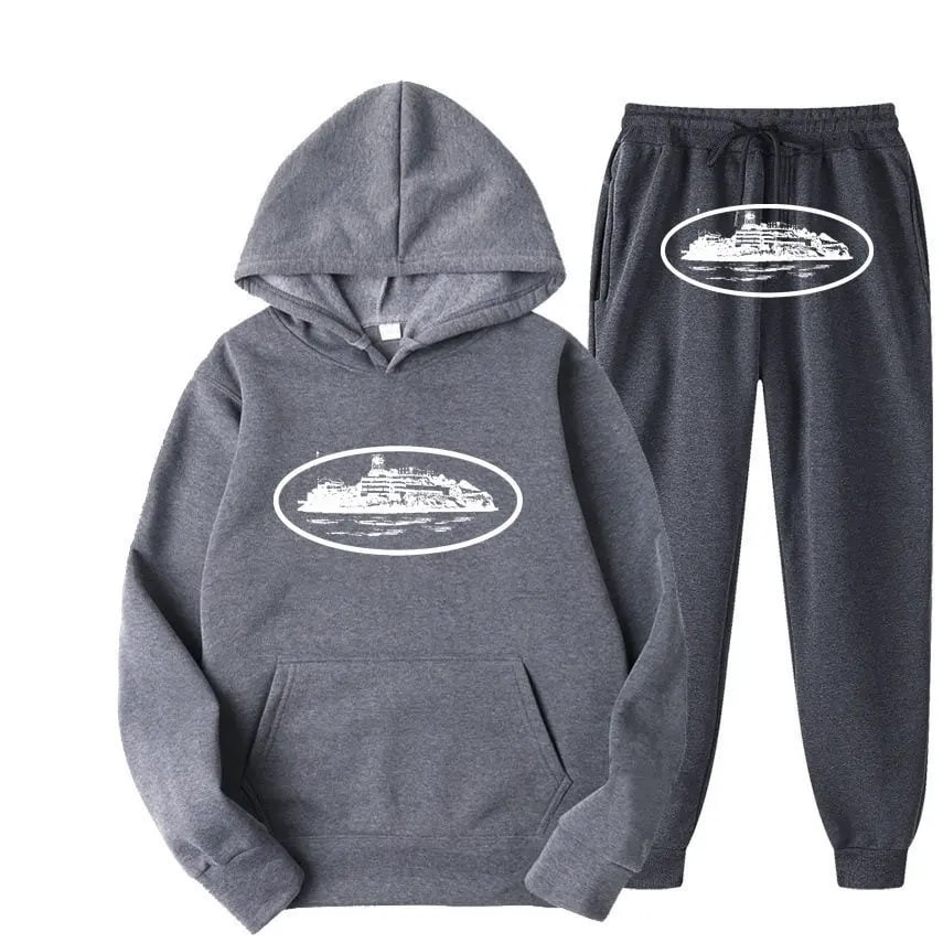 Men's Casual Hoodies & Sweatshirts Winter Men's Outdoor Warm Clothing, Comfortable 2-piece Set, Long Sleeved Jogging Sportswear