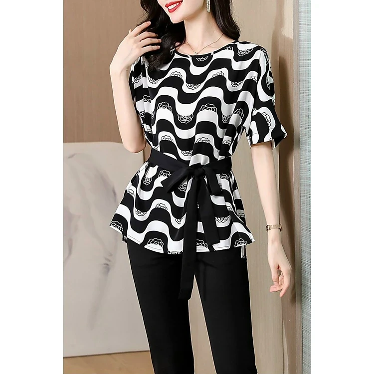 Women's Dress Set Ripple Flared Pants Premium
