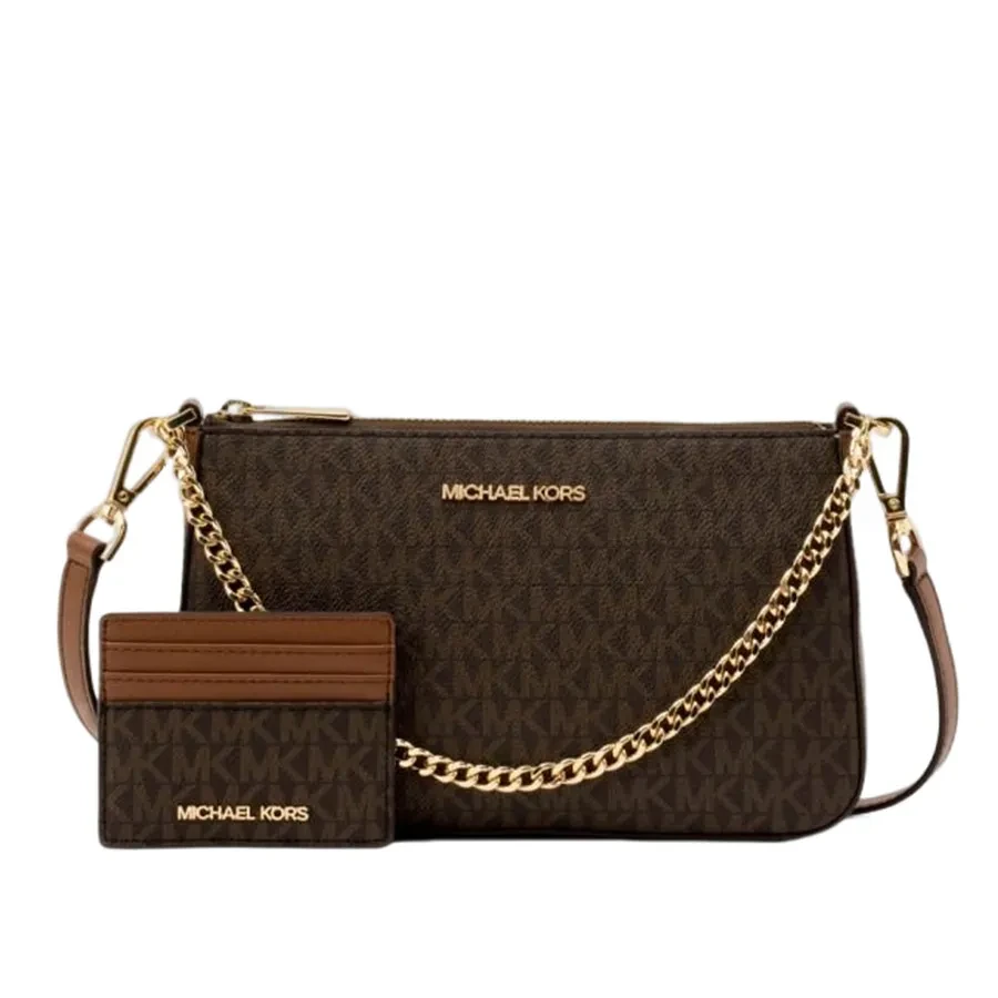 Michael Kors MK Giftable Shoulder Bag & Card Holder Boxed Brown 35H1GGZD6B Brown Bag + Wallet Set