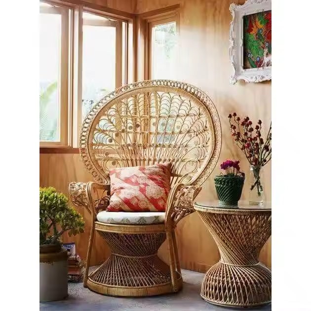 Wholesale in Peacock-shaped Rattan Chairs Handmade Natural Rattan and High-end Furniture